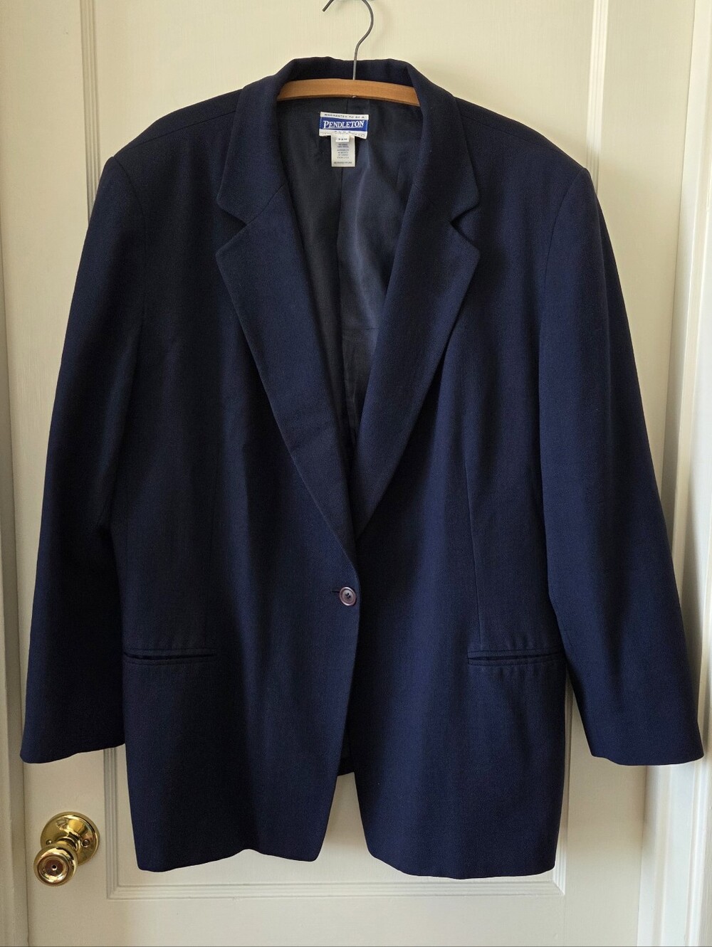 Vintage Pendleton Navy Blue Womens Wool Blazer